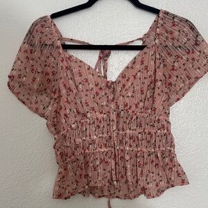 Dizzy Blush Floral Ruched Blouse
